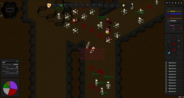 Surrounded by skeletons in a crypt